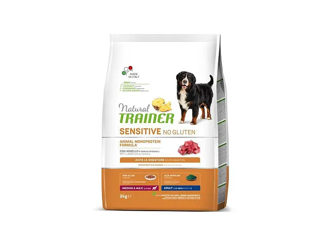 Natural trainer Crocchette per cani SENSITIVE NO GLUTEN con Agnello - Natural Trainer