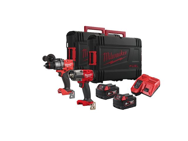 Milwaukee Kit trapano con percussione + avvitatore ad impulsi M18 FPP2F3-502X - Milwaukee