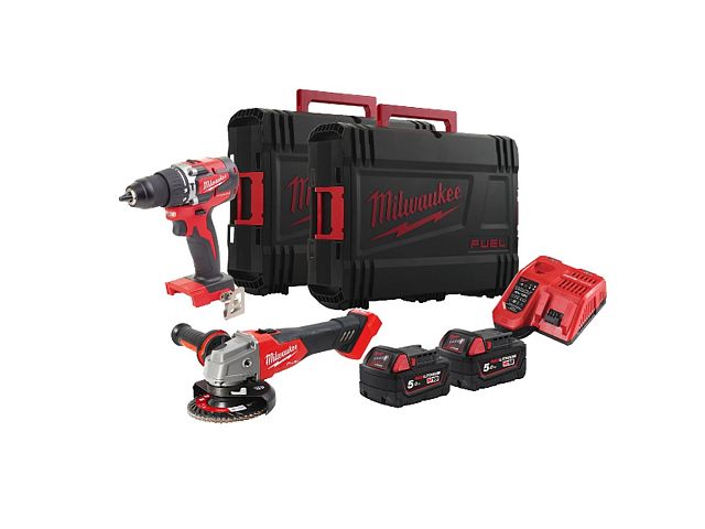 Milwaukee Kit trapano con percussione + smerigliatrice M18 FPP2BG-502X - Milwaukee