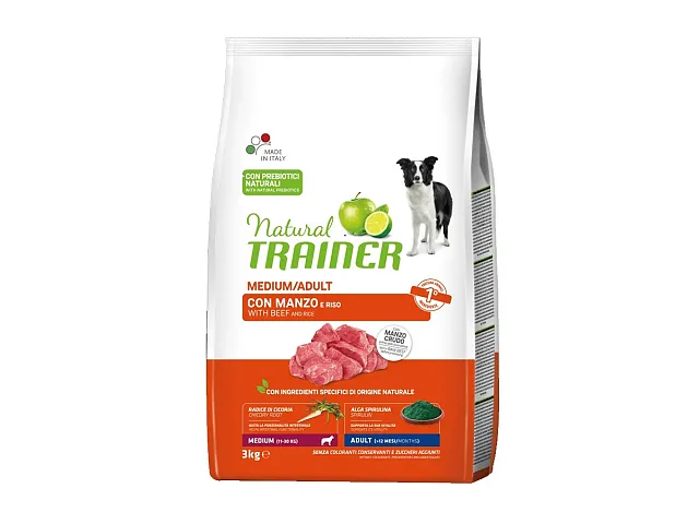 Natural trainer Crocchette per cani Medium/Adult con Manzo e Riso - Natural Trainer