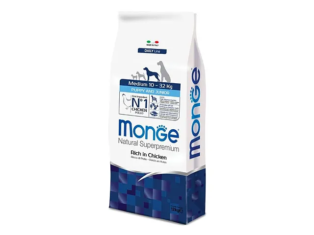 Monge Crocchette per cani Medium Puppy&Junior Ricco in Pollo - Monge