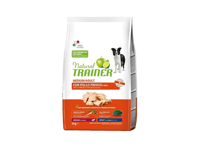 Natural trainer Crocchette per cani Medium/Adult con Pollo e Riso - Natural Trainer